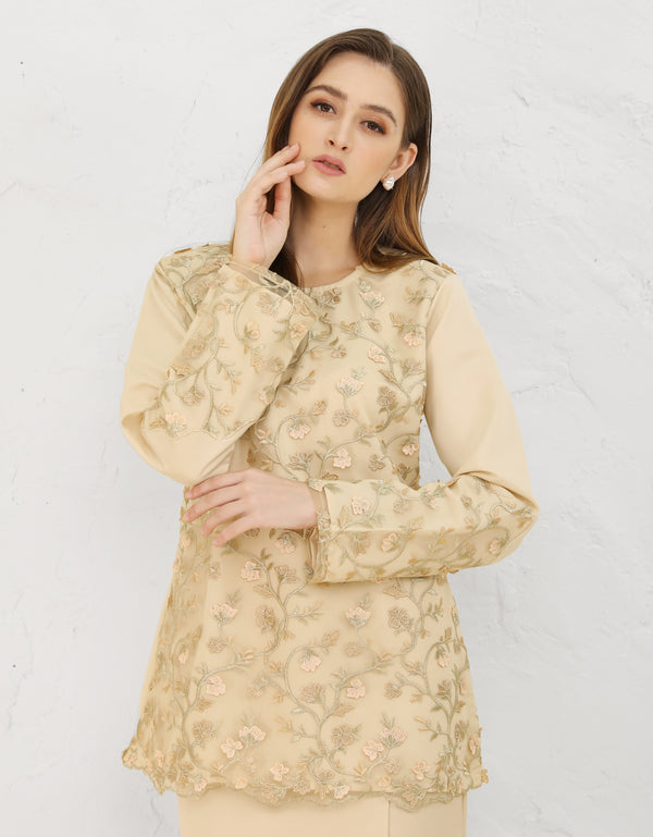 BAJU KURUNG KEDAH ZESTIA (BEIGE)